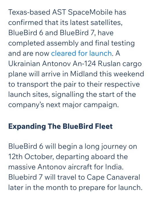 蓝鸟6号和7号将分道扬镳。