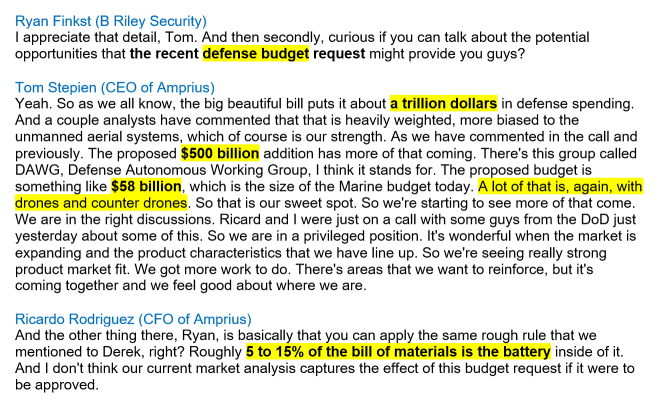 Excerpt from Amprius Q1 conference call.