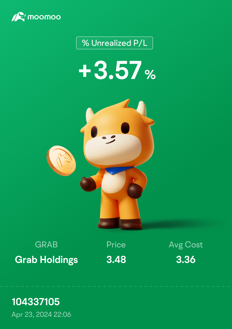 $Grab Holdings (GRAB.US)$ 2 days holding.