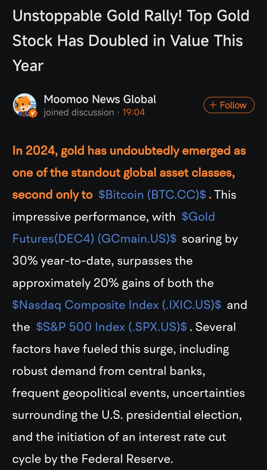 $GLD SG$ (GSD.SG)$$Wilton Resources (5F7.SG)$$RH PetroGas (T13.SG)$$Rex Intl (5WH.SG)$ A good long write up about Gold in Moomoo news. Check it out! If you have...