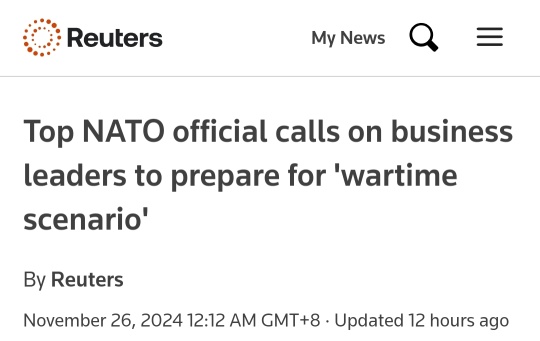 Top NATO official calls on business leaders to prepare for 'wartime scenario' - REUTERS