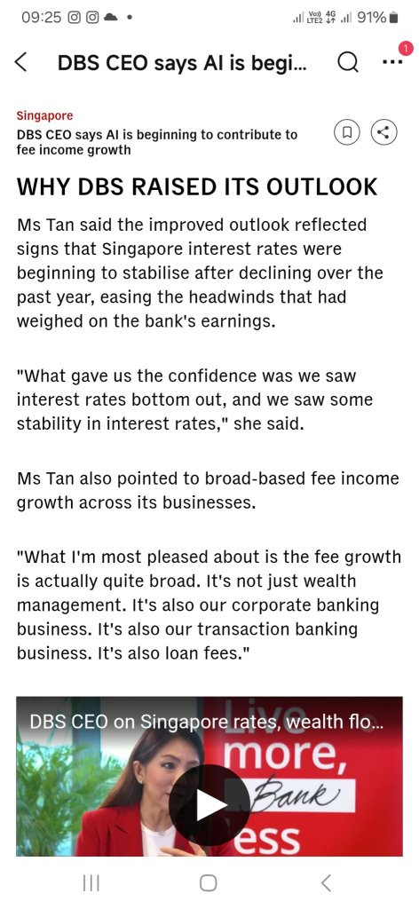 SORA利率不会进一步走低，且人工智能推动手续费收入增长——首席执行官