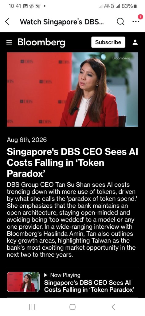 CEO接受彭博电视采访——务必看到最后，她提到台湾和印度的在岸财富管理市场正蓬勃发展。请注意，除香港、中国内地及东盟外，星展集团控股是这两个市场中唯一的本地银行。