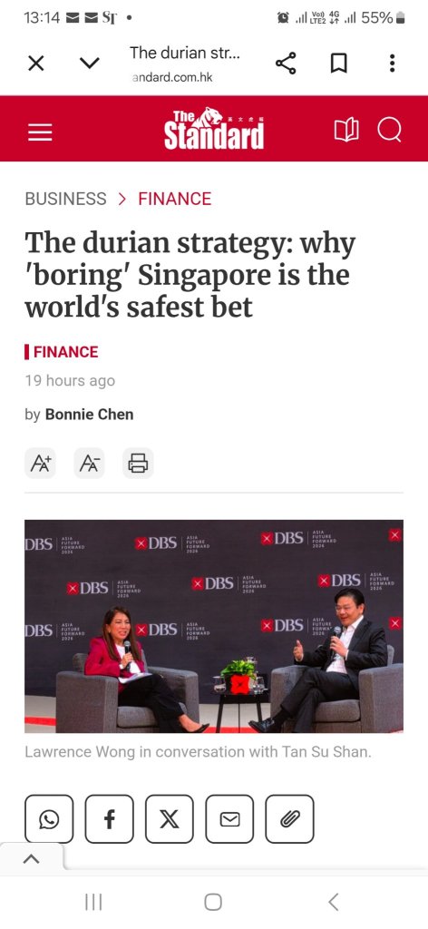 我們的星展集團控股啦啦隊長正將新加坡，尤其是星展集團推向世界和大型投資者。注：消息來自香港《標準日報》。Sushan發佈的類似營銷內容曾出現在美國彭博社和 CNBC。