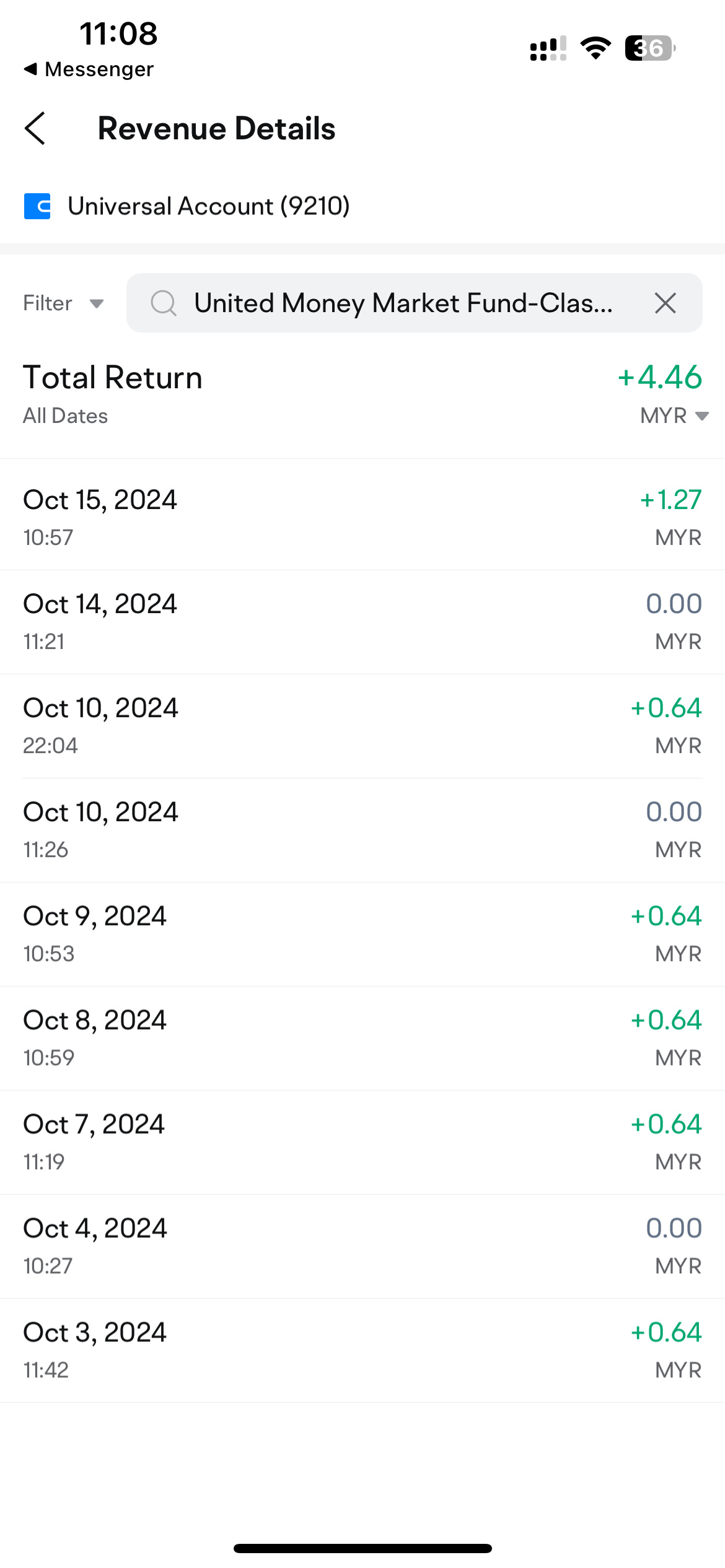 $United Money Market Fund-Class R (MYU9100AN000.MF)$ 為何週末的回報未分配？請查看第4、5、6和第11、12、13號