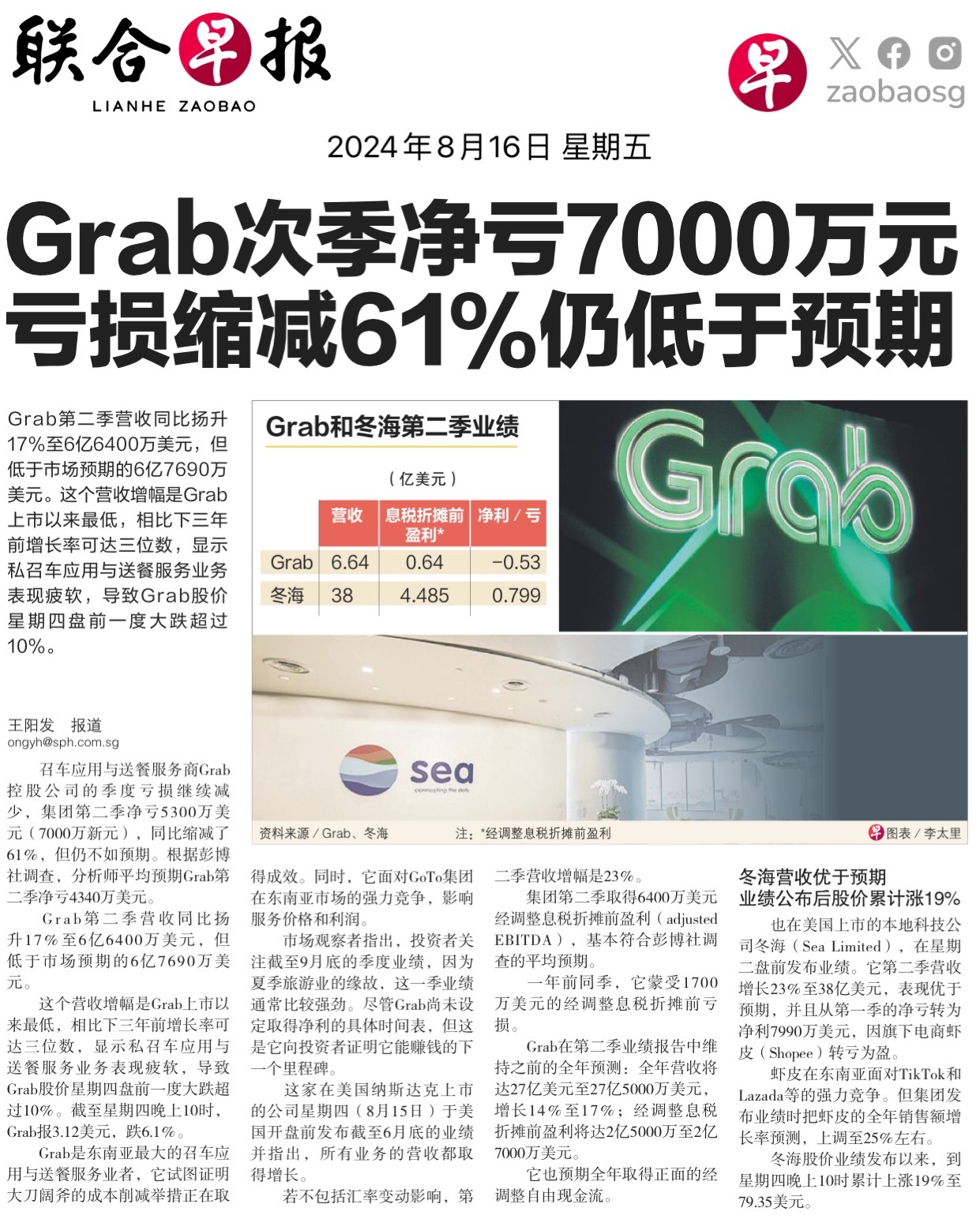 $Grab Holdings (GRAB.US)$$Sea (SE.US)$