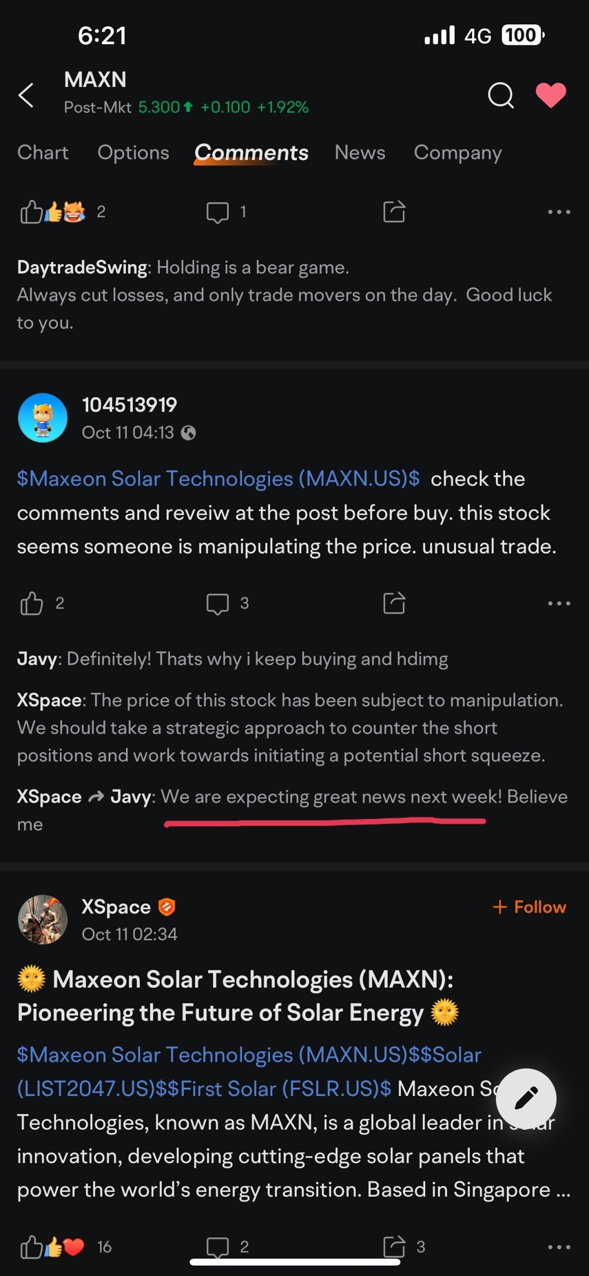 $Maxeon Solar Technologies (MAXN.US)$ 只能降低，不會上漲。 😆