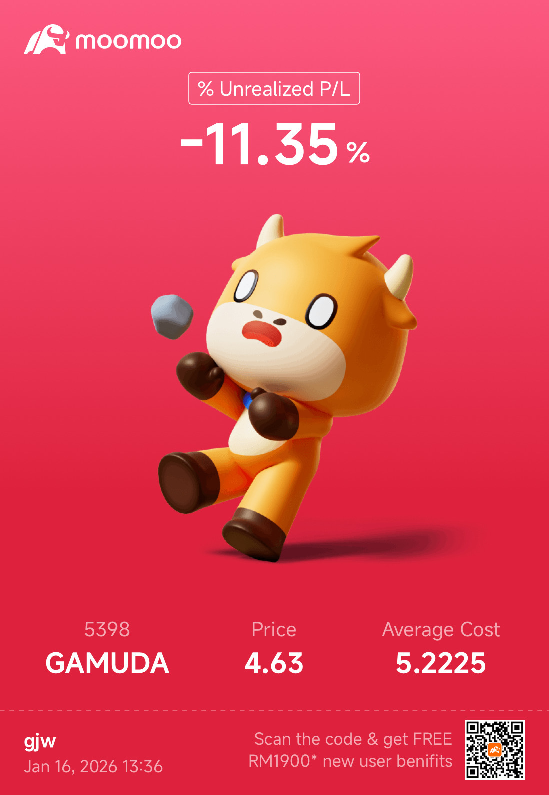 GAMUDA (5398.MY)$ 私のポートフォリオで唯一の赤字銘柄[ほほえみ] - moomooコミュニティ