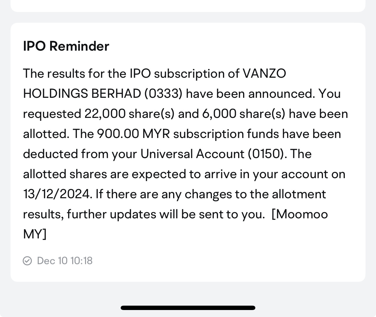 $VANZO HOLDINGS BHD (0333.MY)$ 今年初のIPO。幸運を運んでくれるといいな