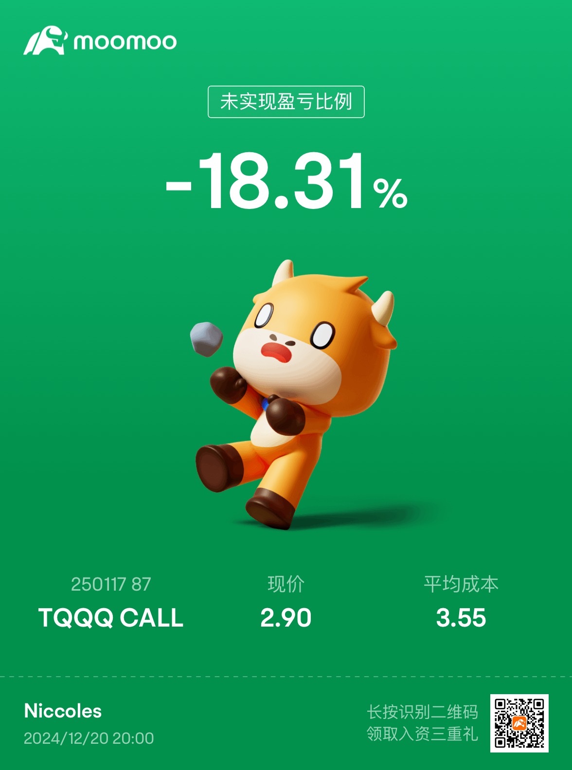 $TQQQ 250117 87.00C$ As soon as the market opened, I died.