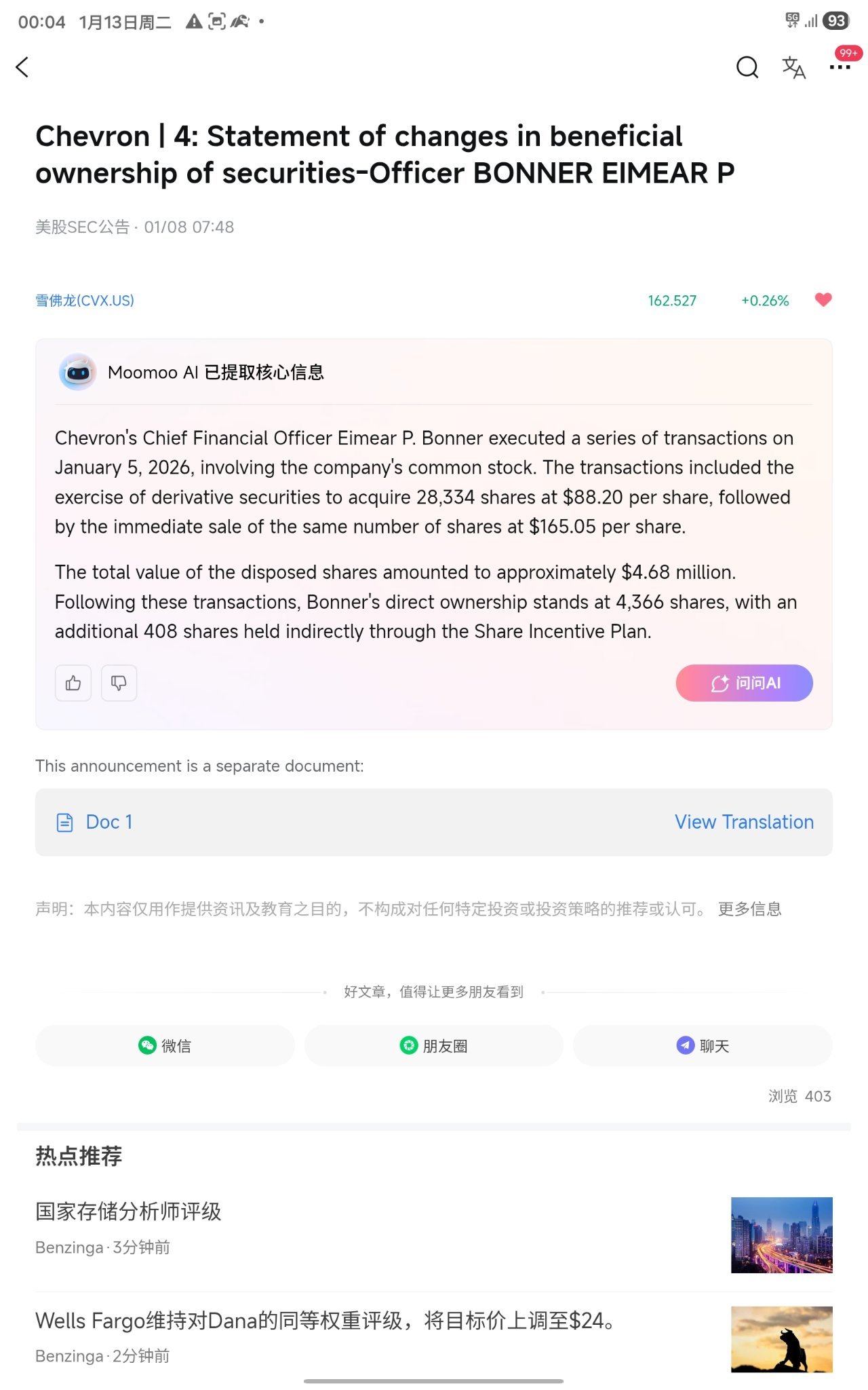 雪佛龙(CVX.US)$ 165那里有巨大的阻力- moomoo 社区