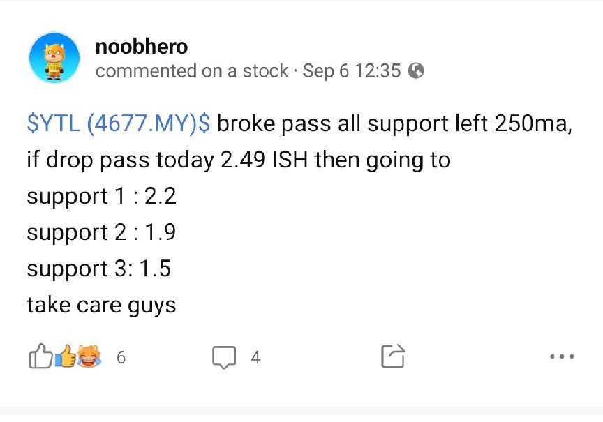 $YTL (4677.MY)$  good luck too all, after broke 1.4-1.5 ISH it's going back all the way to 0.55 area