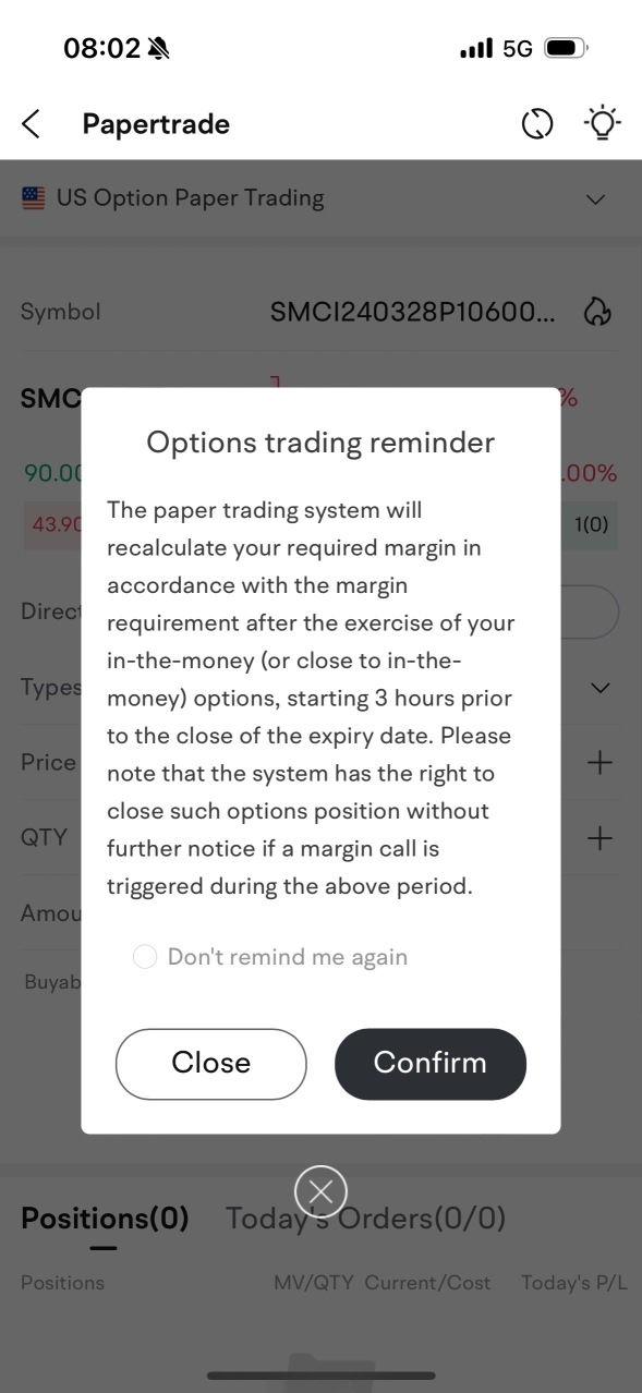 Does paper trade will impact my real money margin?