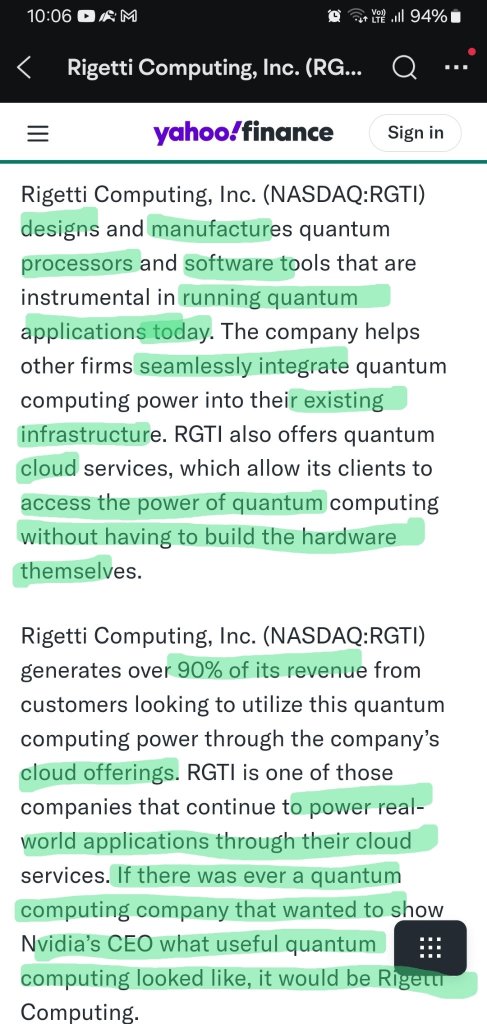 Yahoo Finance Insider MonkeyRigetti Computing, Inc. (RGTI): この 量子コンピューティング関連 の株は、Jensen Huang の立場に挑戦しています