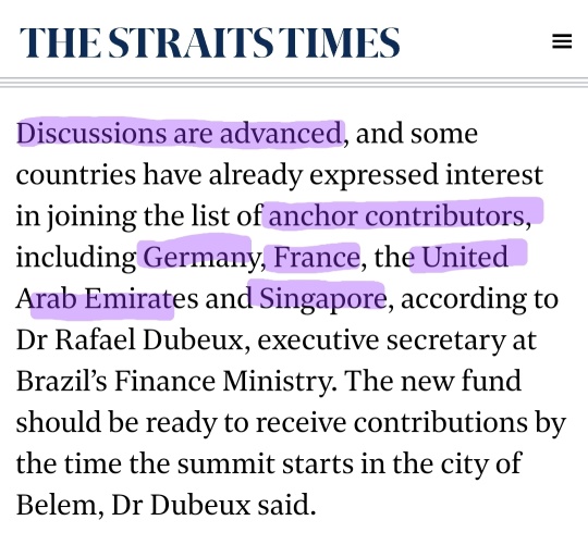 Germany, France, UAE, Singapore in advance negotiation to be anchor contributors for COP30 (OneAmazon)