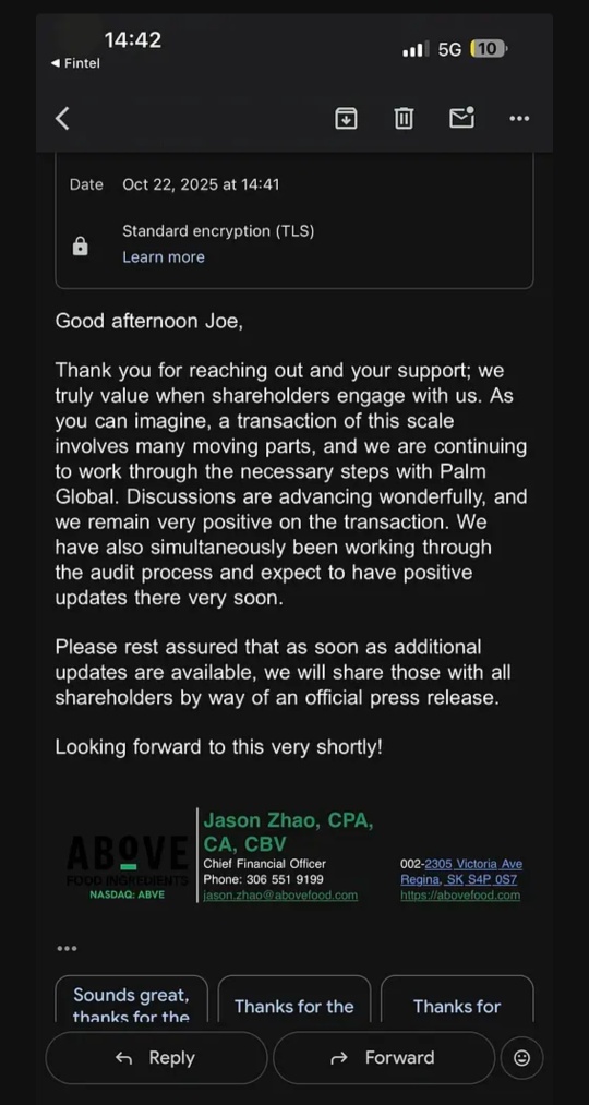 CFO just confirmed: audit + merger updates coming "very shortly"