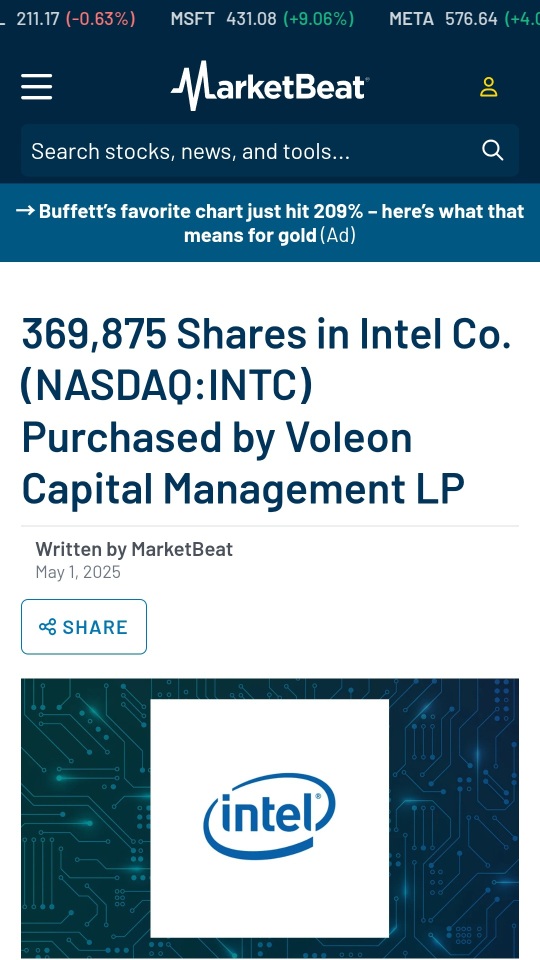 369,875 Shares in Intel Co. (NASDAQ:INTC) Purchased by Voleon Capital Management LP