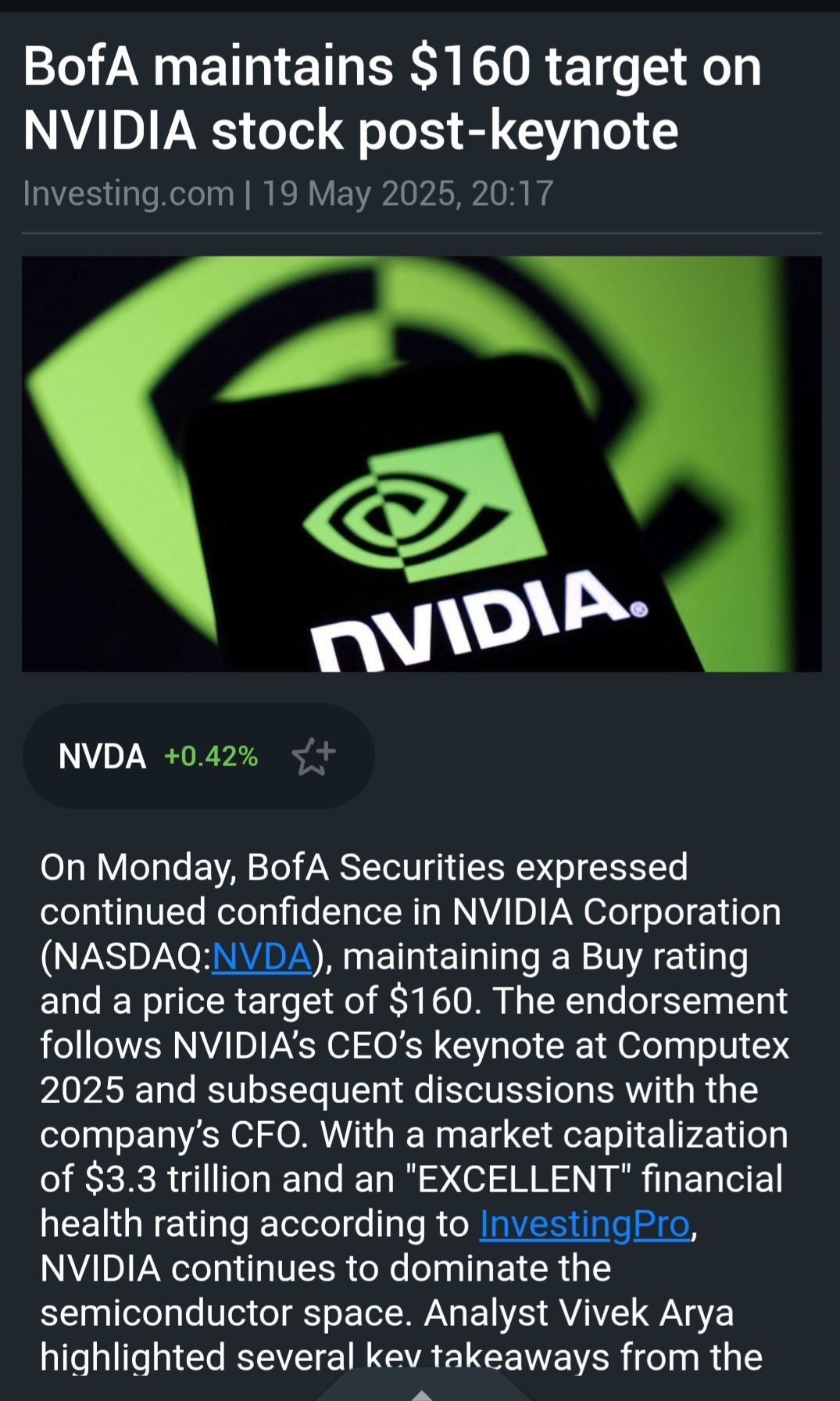 美银证券对英伟达公司（纳斯达克：NVDA）表示持续的信恳智能，维持买入评级和160美元的目标价。 - moomoo 社区