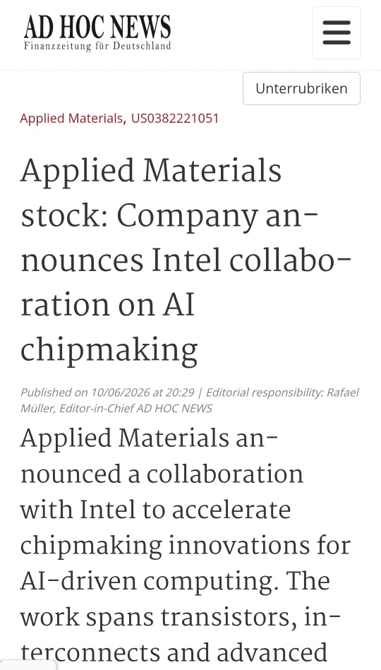 Applied Materials และ Intel เตรียมร่วมมือกันพัฒนานวัตกรรมการผลิตชิป