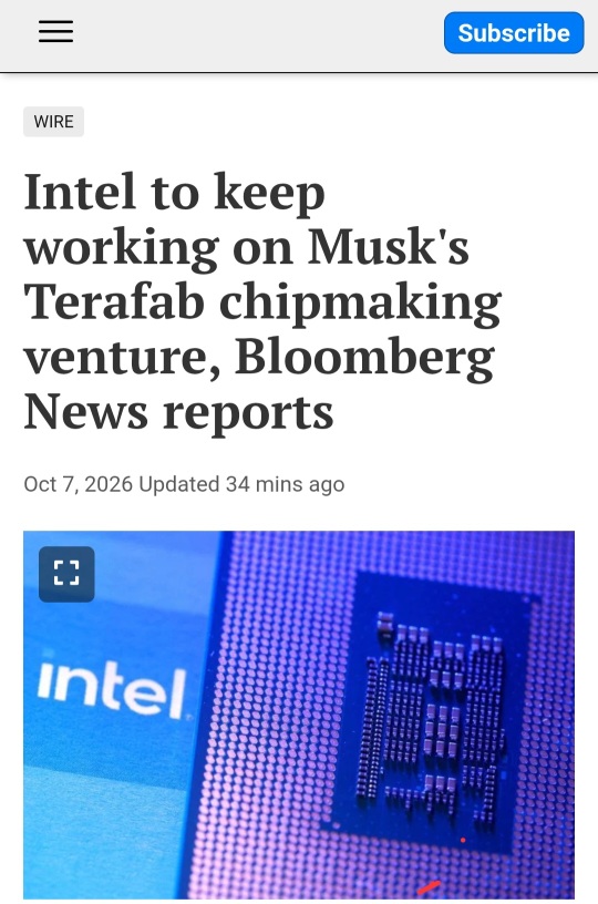 CEO ยัน Intel จะยังคงเดินหน้าโปรเจกต์ Terafab ร่วมกับ Elon Musk ต่อไป - สำนักข่าว Bloomberg