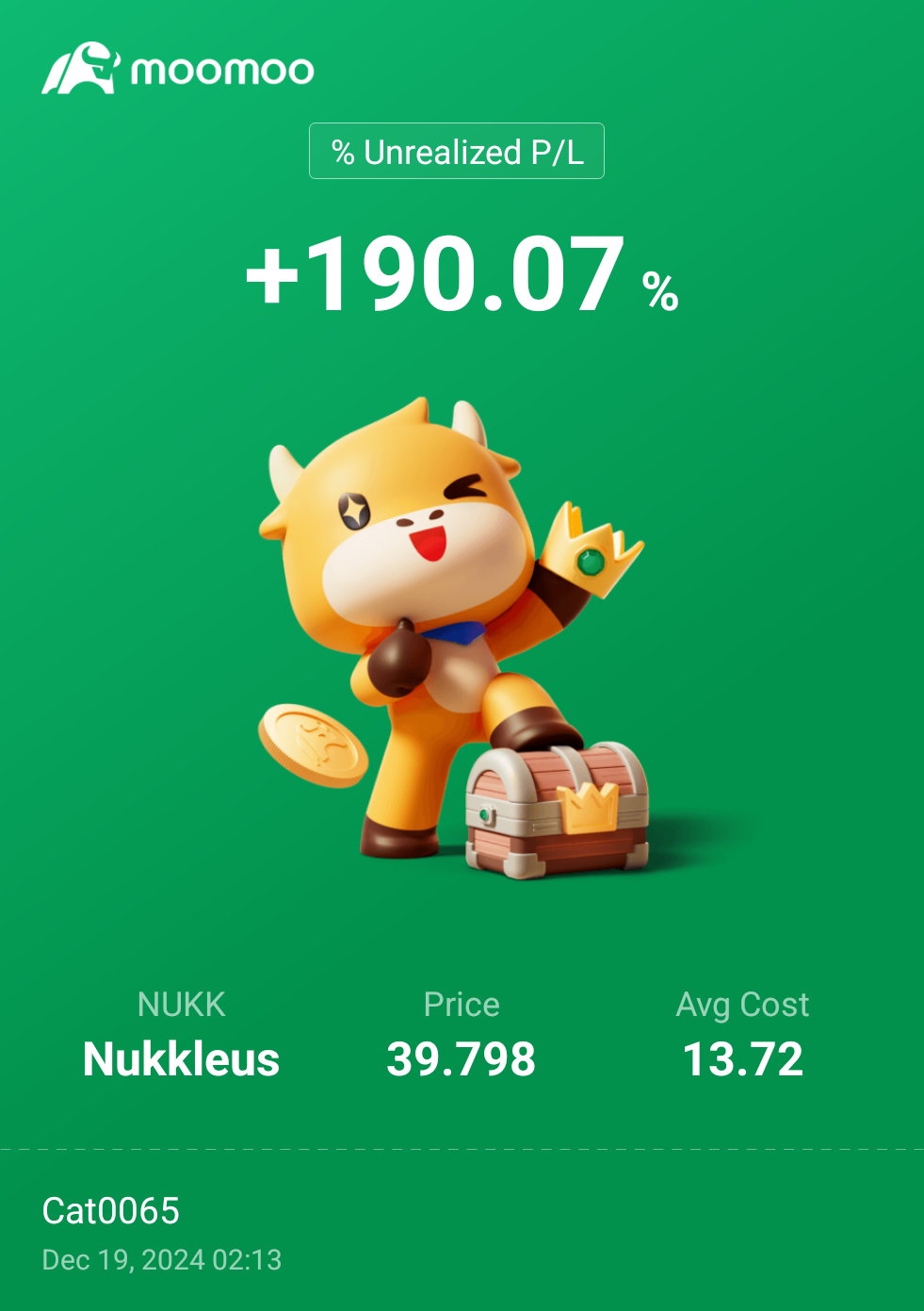 $ヌックレウス (NUKK.US)$ シェアを1つだけ買ったlol、小さな利益は利益です