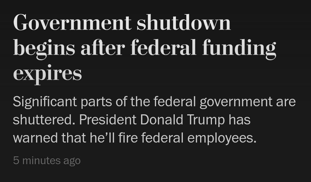 $黃金/美元 (XAUUSD.CFD)$ 美國政府宣佈關閉。