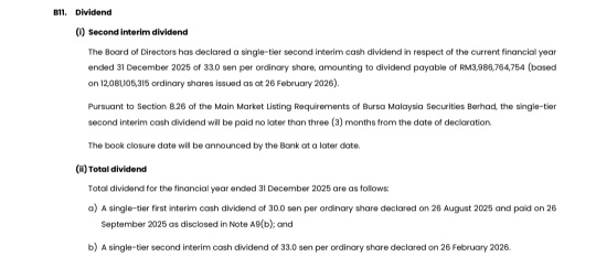 The dividend that everyone is most concerned about is RM0.33