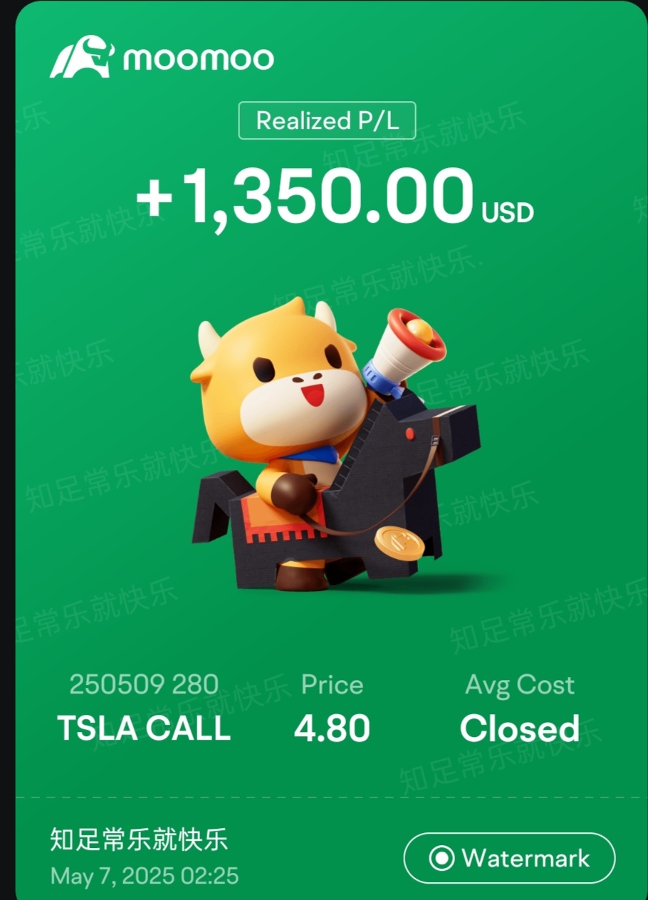 $NVIDIA (NVDA.US)$ still holding it. intra day trade for tesla option for some pocket money, so far never fail me on daily profit trade.