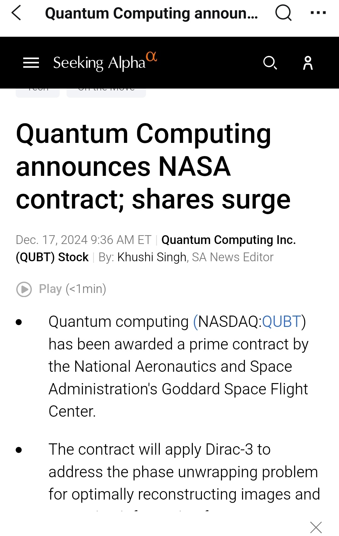 Good news! NASA Contract!!