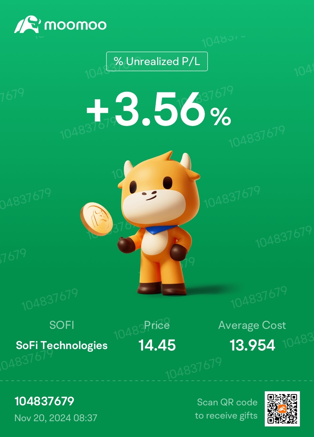 $SoFi Technologies (SOFI.US)$ finally green 🥺😭