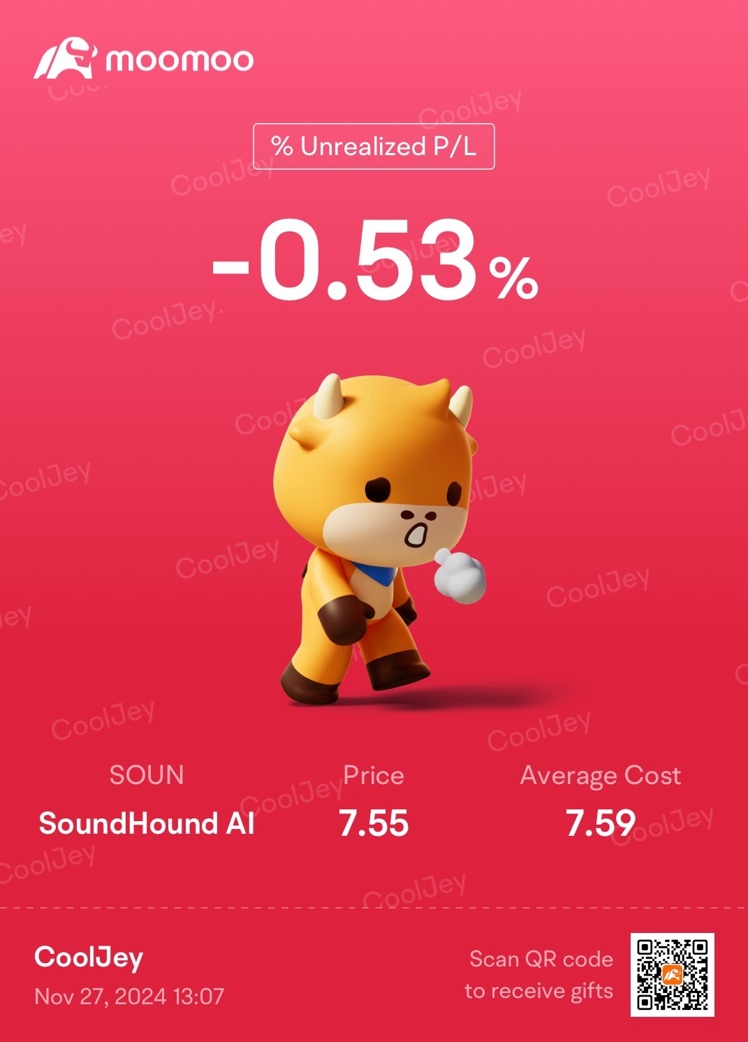 $SoundHound AI (SOUN.US)$ so sad red