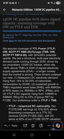 摩根大通重启覆盖YTL Power（目标价：RM6.20）
