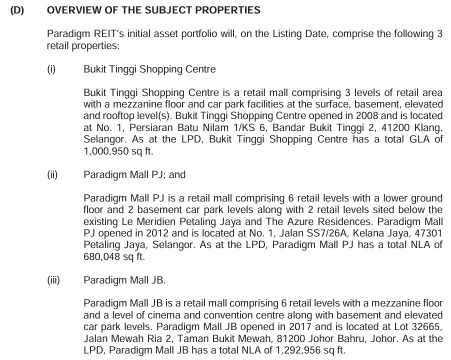 IPO系列 - Paradigm房地产投资信托 - 日本永旺Bukit Tinggi、Paradigm Mall PJ和Paradigm Mall JB