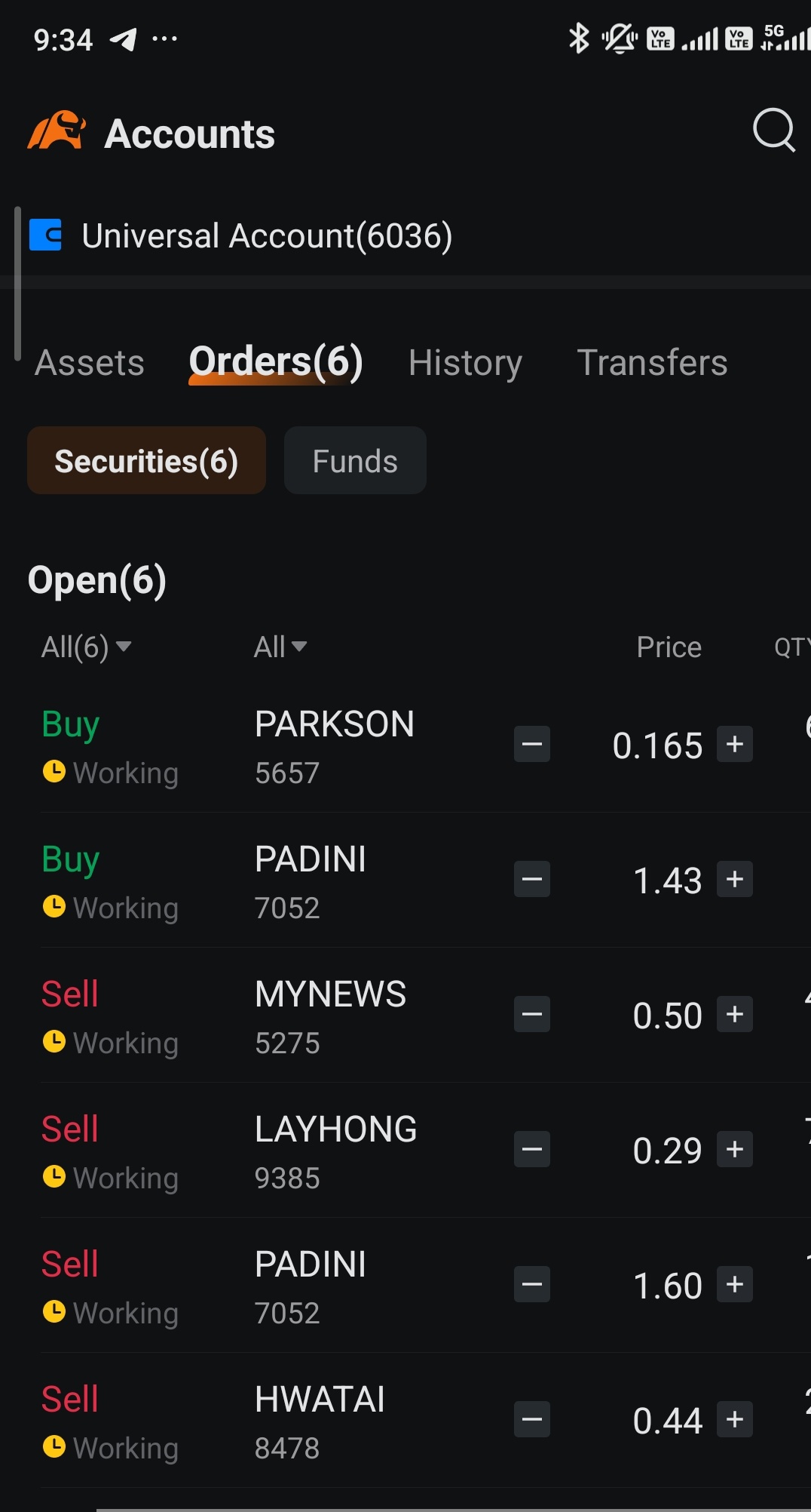 我今天的訂單包括對於 $PADINI (7052.MY)$