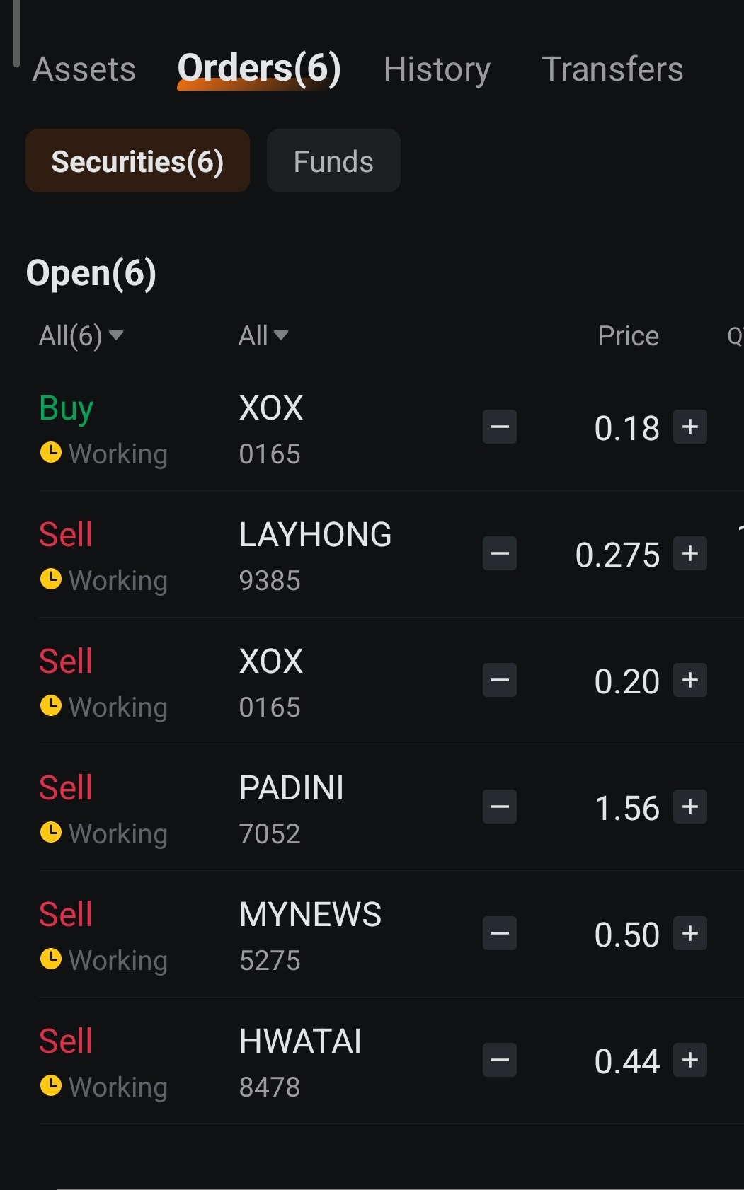 我今天的订单……你呢？ $XOX (0165.MY)$