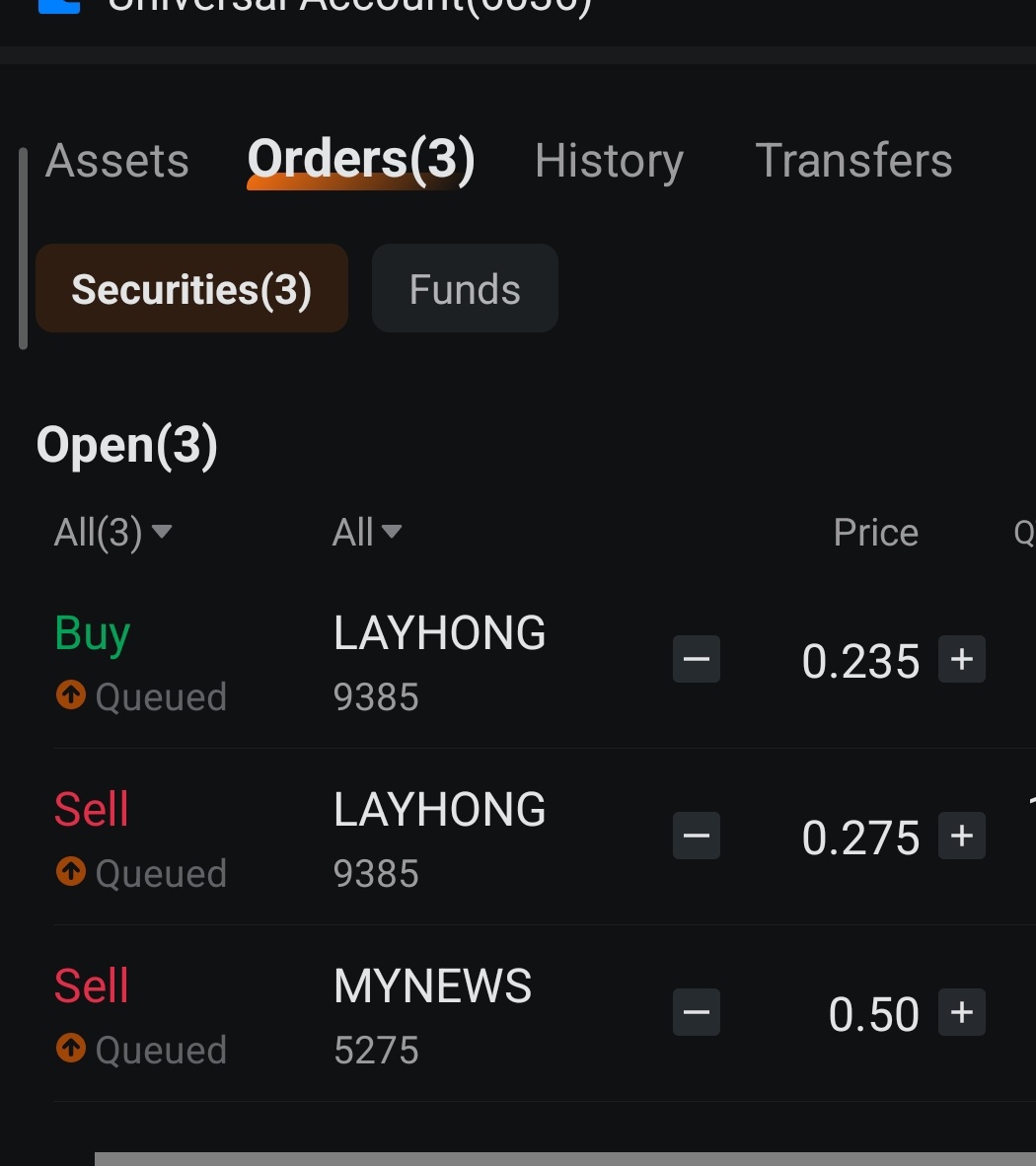 我今天下的訂單包括 $LAYHONG (9385.MY)$