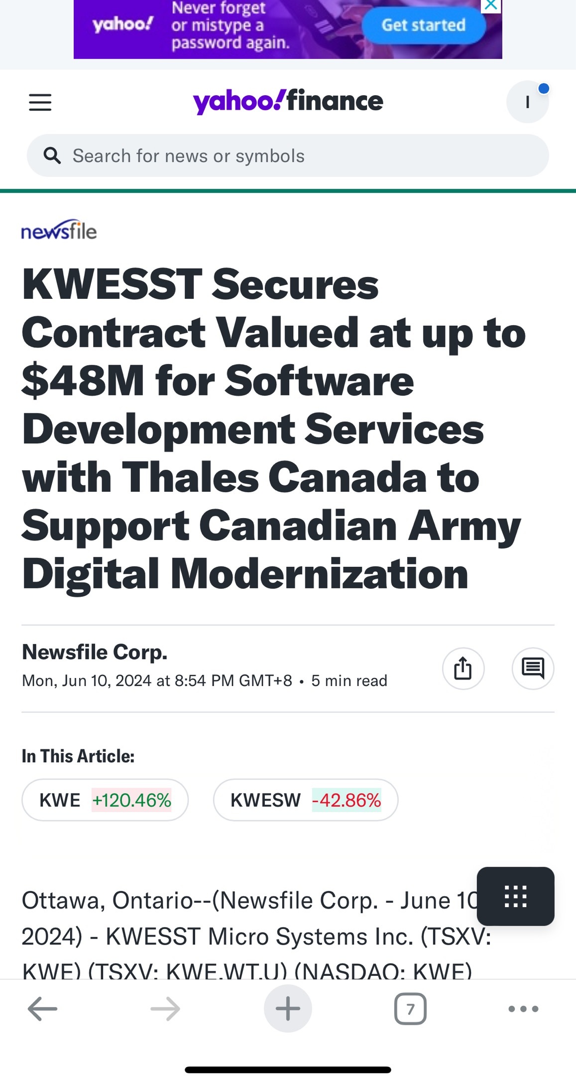 $KWESST Micro Systems (KWE.US)$