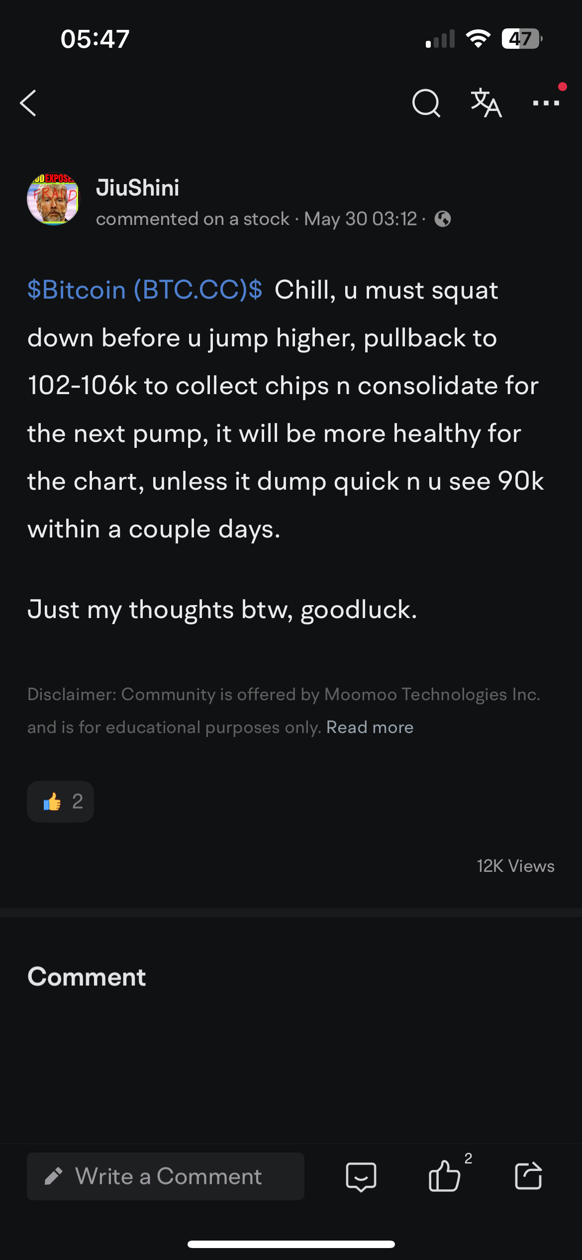 Bitcoin (BTC.CC)$ Bingo! Welcome back 110k, although this t... - moomoo  Community