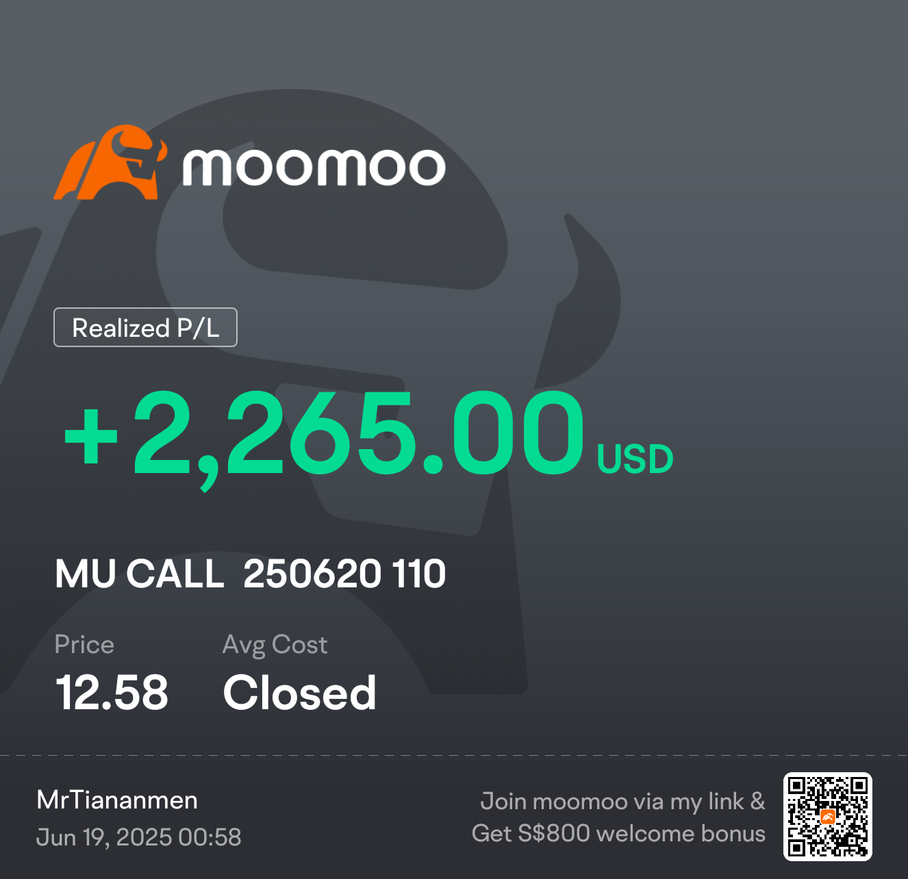美光科技(MU.US)$ 谢谢大哥穆[调皮] - moomoo 社区