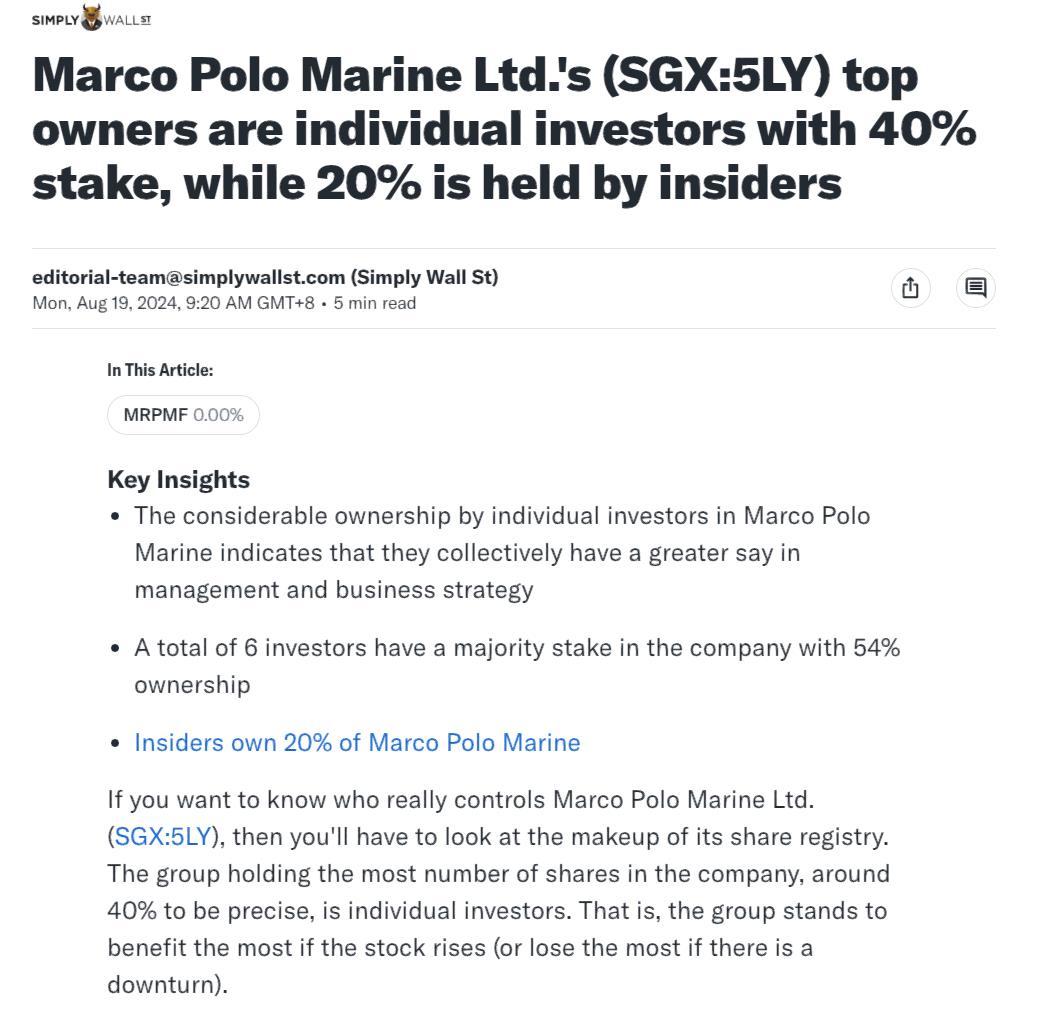 $MarcoPolo Marine (5LY.SG)$ High percentage of retail investor (speculator) is bad sign.