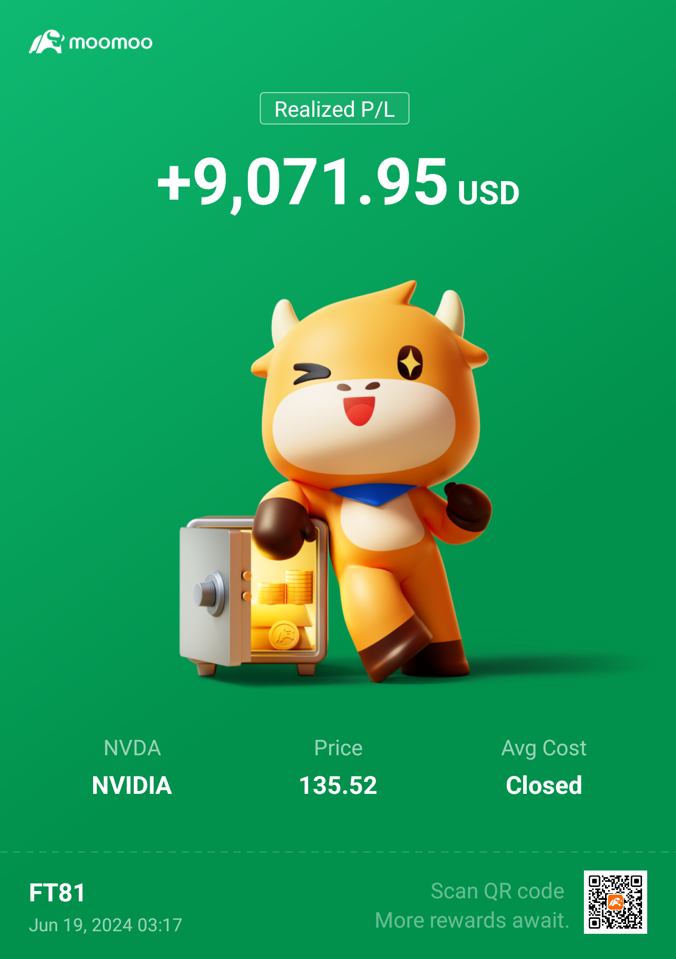 $英伟达 (NVDA.US)$ 合理的收益 🤩♥️