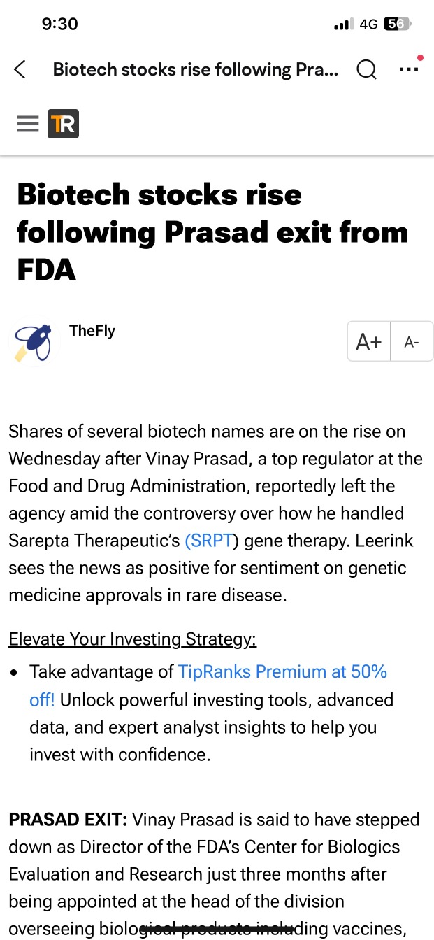 Prasad, FDA Chief Medical Officer just stepped down. Good News?