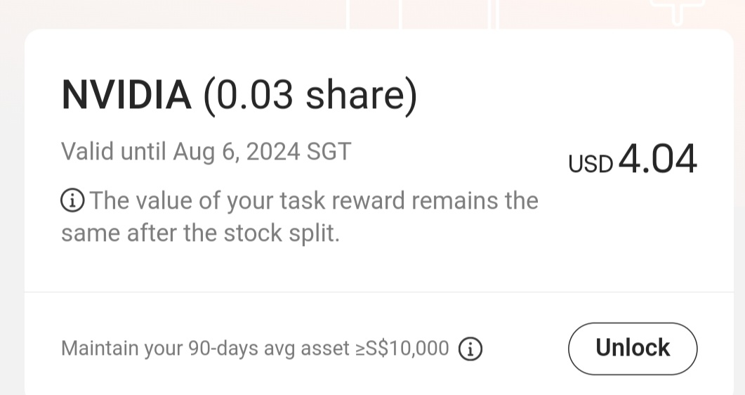 Frozen fractional share reward before and after stock split NVDA.