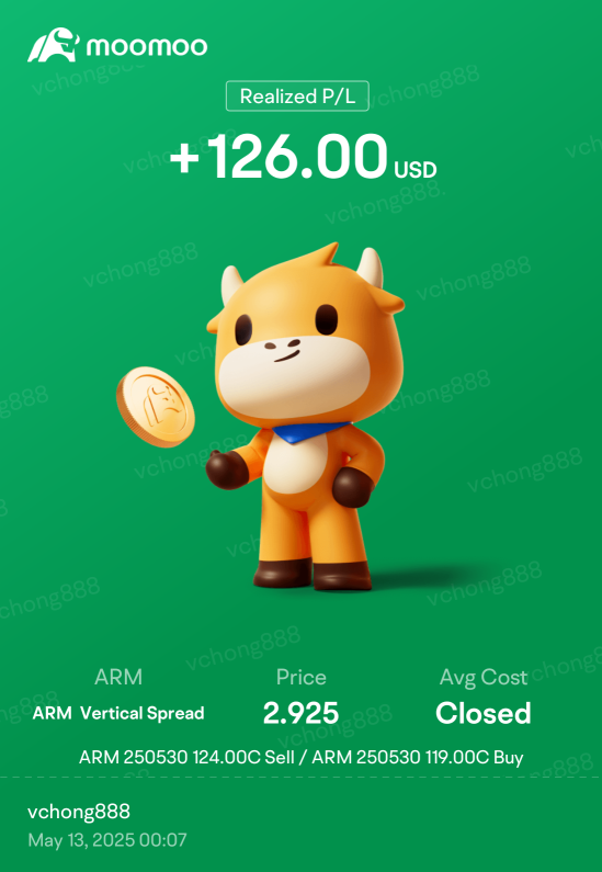 Took profit on my ARM spread