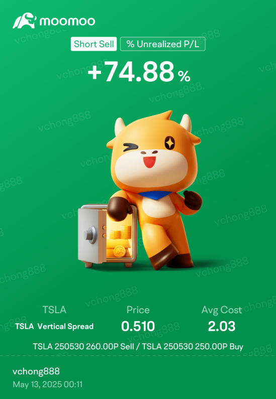 Collecting premium from TSLA bullish put spread