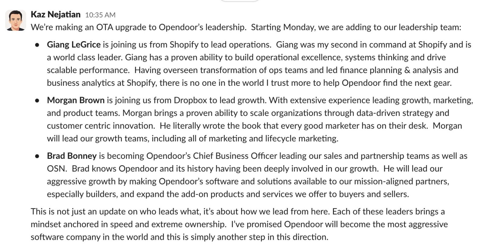 $Opendoor Technologies (OPEN.US)$ updated 6 min ago in X, another very strong team Kaz is building~