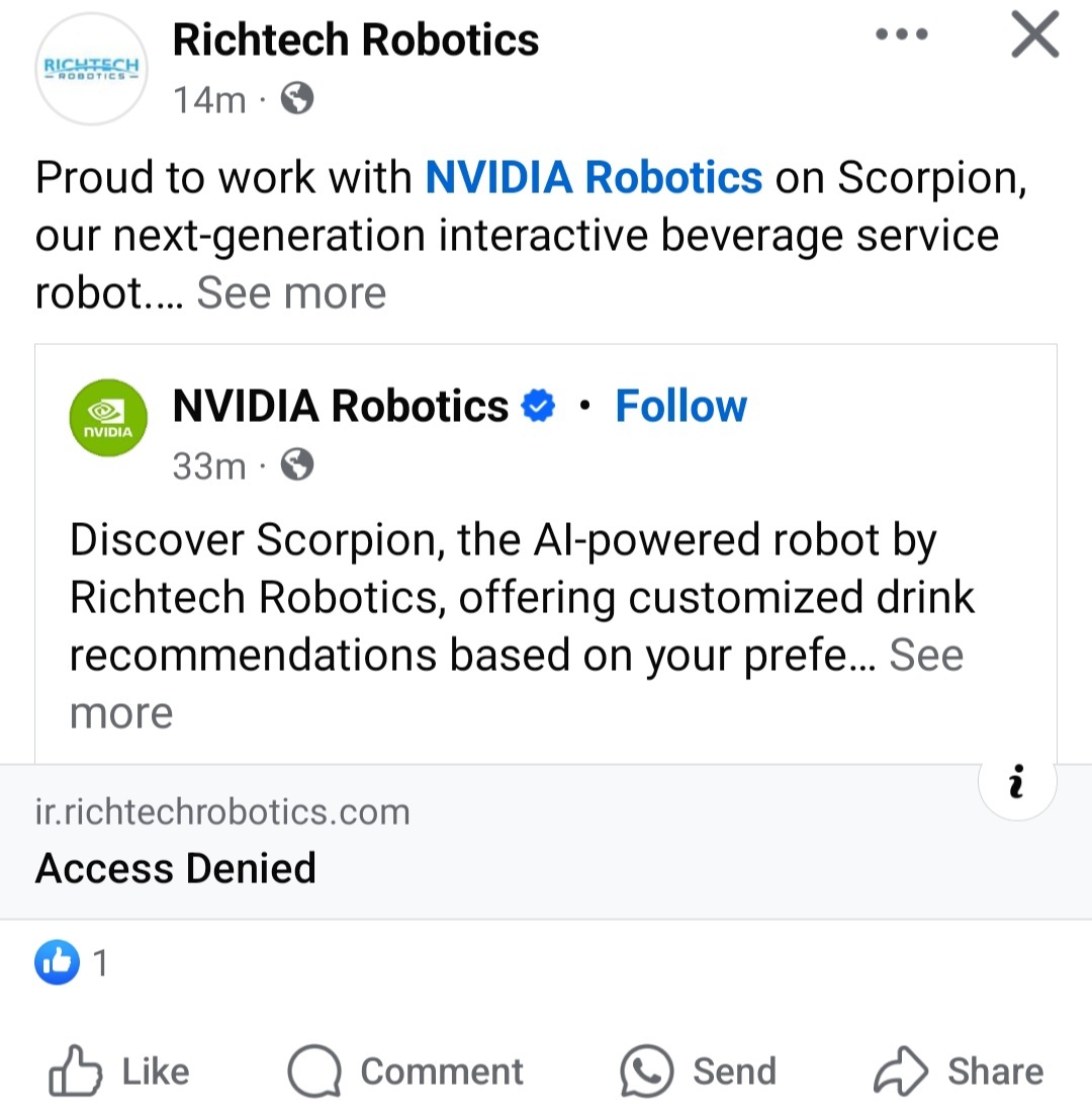 $Richtech Robotics (RR.US)$  Facebook, Twitter promotion. More ppl noticed about RR