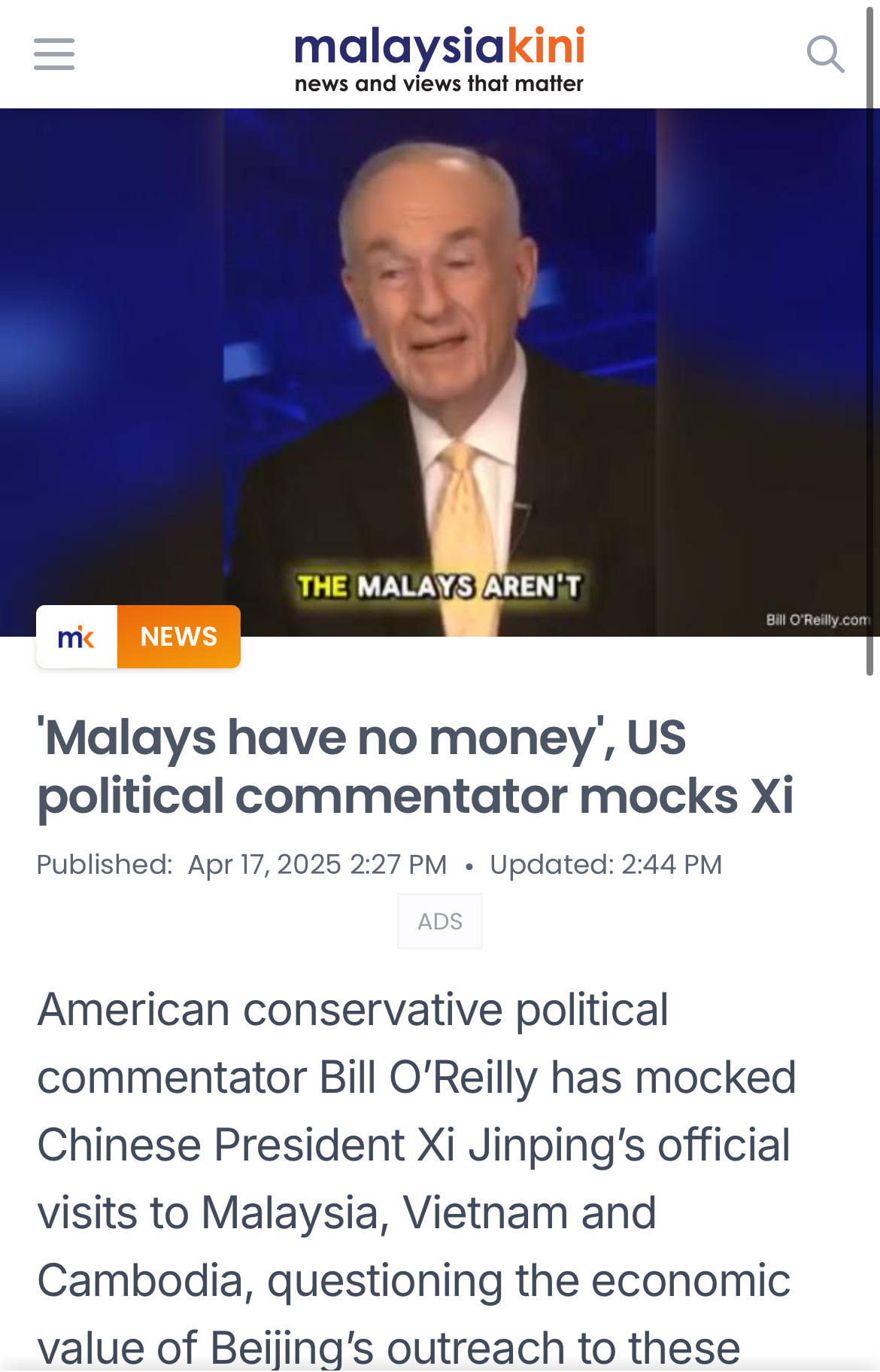 Malays have no money: He never come to Malaysia before?