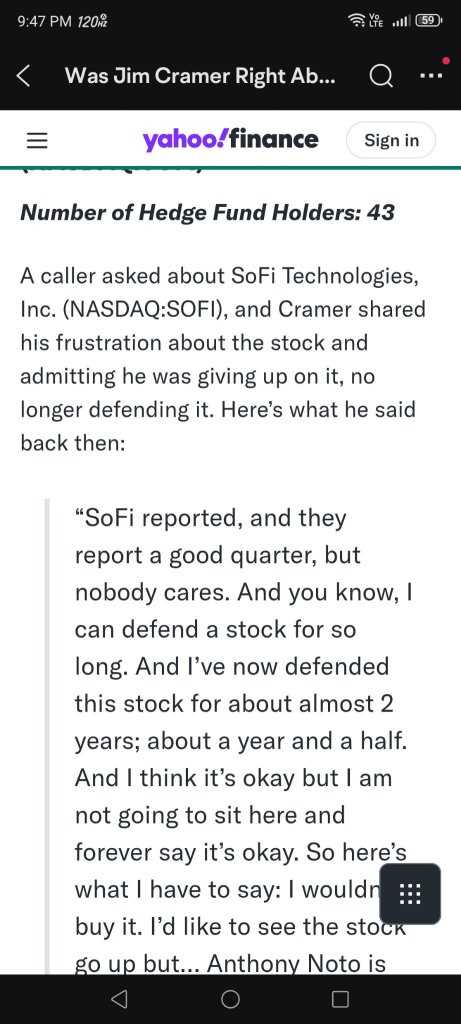 Good News, Jim Cramer gave up on SoFi