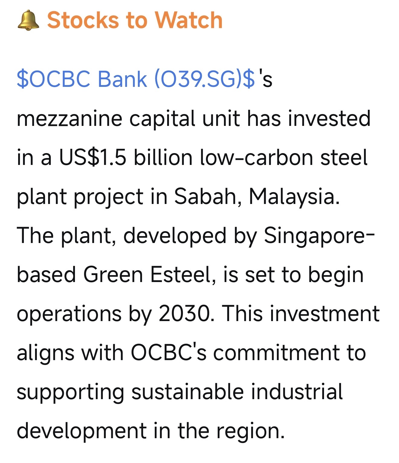 DBS (D05.SG)$ interesting ocbc invest in steel we need the ... - moomoo  Community